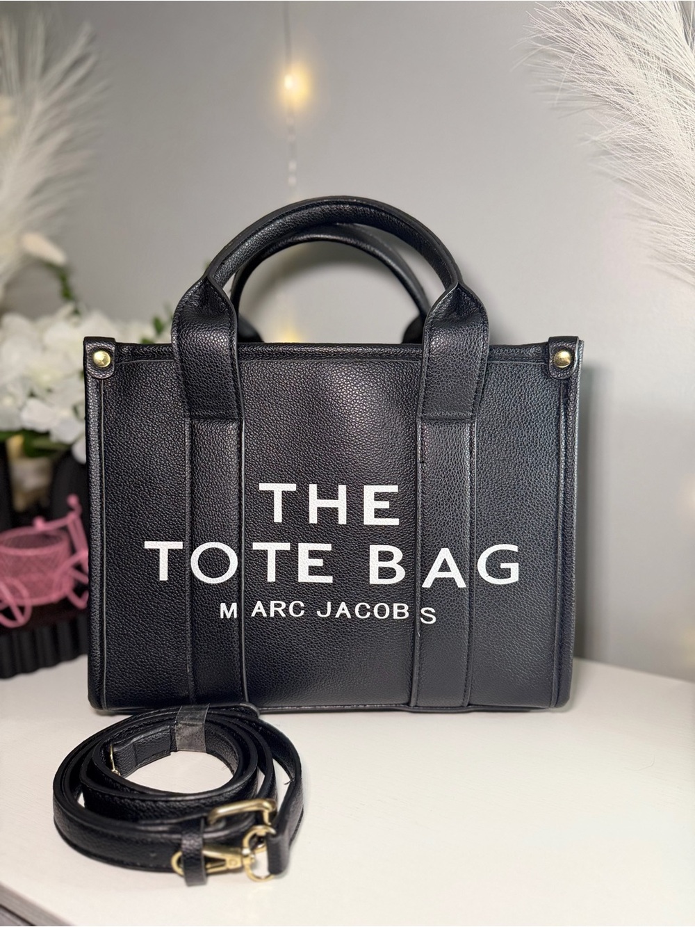 Marc Jacobs Black Pebbled Leather Tote Bag